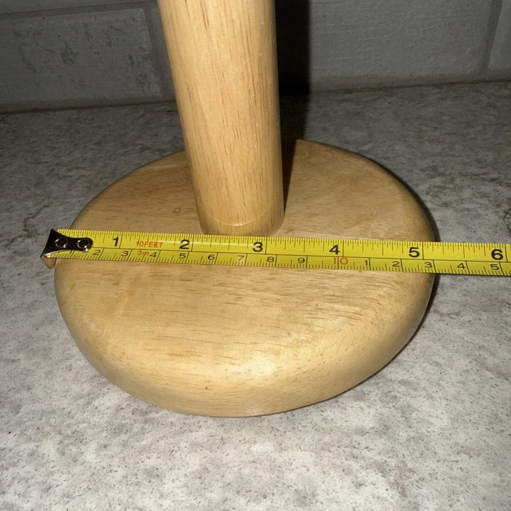 Vintage Pomerautz 6-Peg Wooden Coffee Mug Cup Tree Holder Blonde Wood Cottage